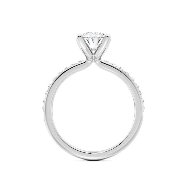 White Gold Oval Cut Diamond Engagement Ring with Diamond Band